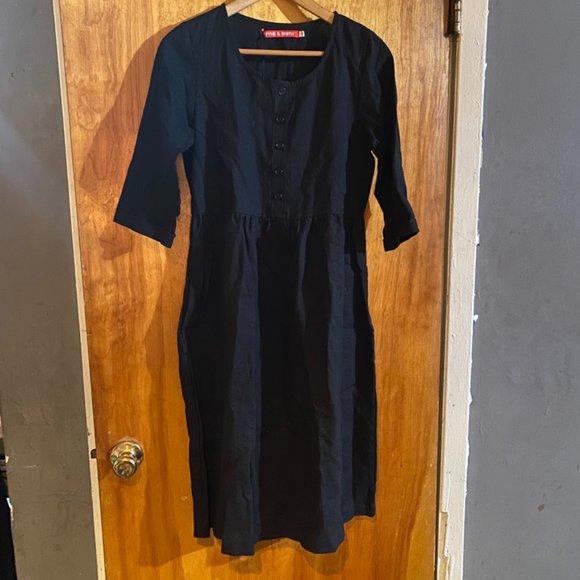 Pyne and Smith Model No.12 Button Up, Midi Dress, Black, Size Small NWT - Picture 5 of 14